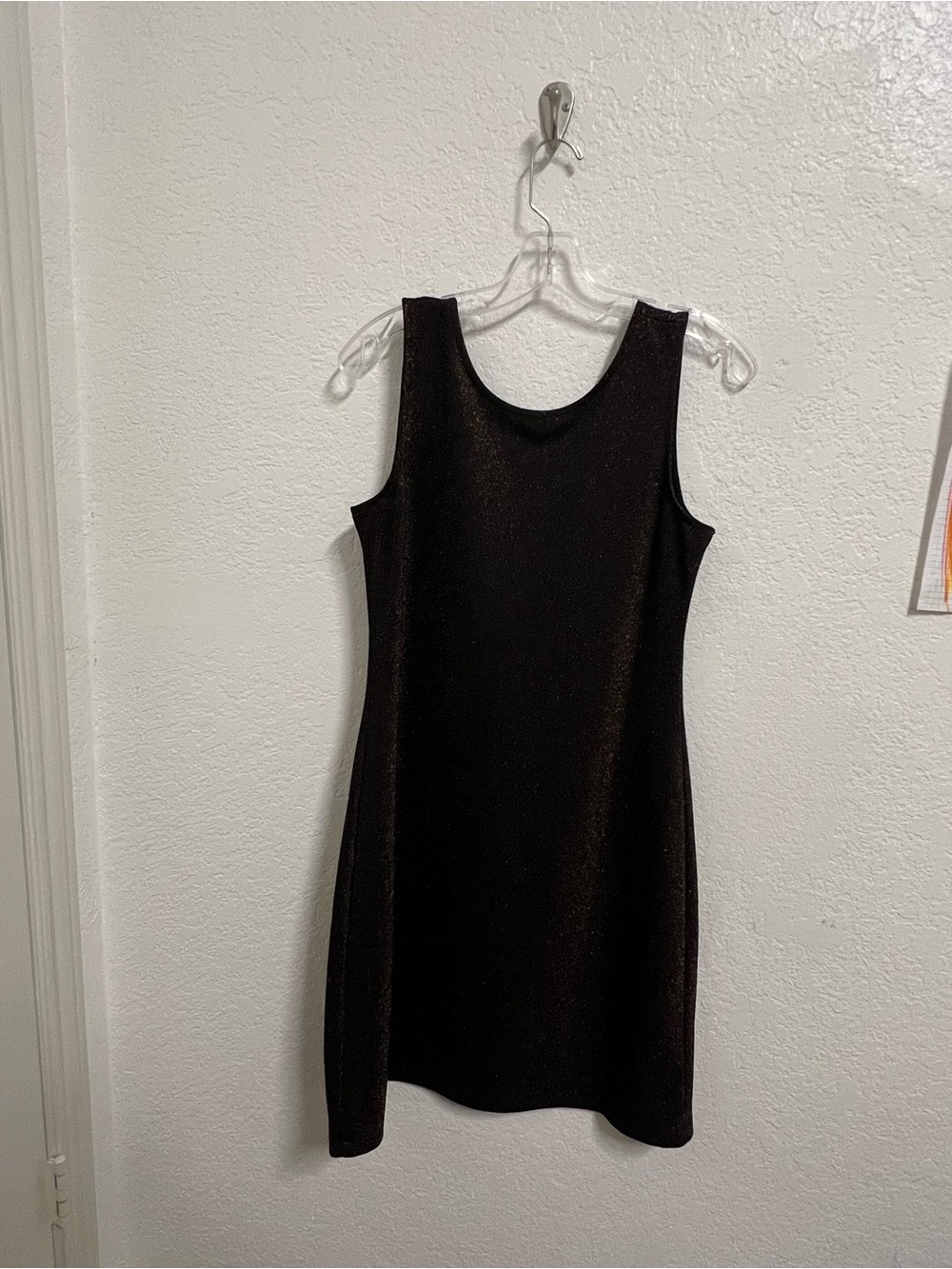 Classic Black gold shimmer  Sleeveless Shift Dress low back